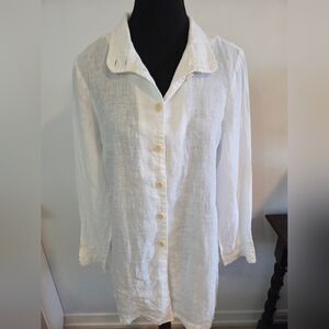 FLAX button down linen tunic Sz P (suits oversized S or Medium)